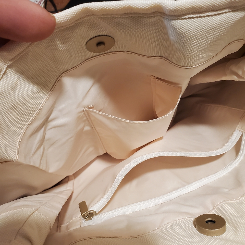 Lacoste Women's Cream and Light Blue Tote - Picture 9 of 11